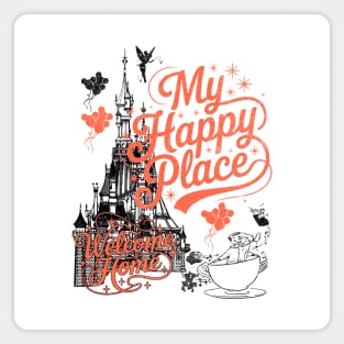 My Happy Place Welcome Home Castle Vintage Retro Design Magnet